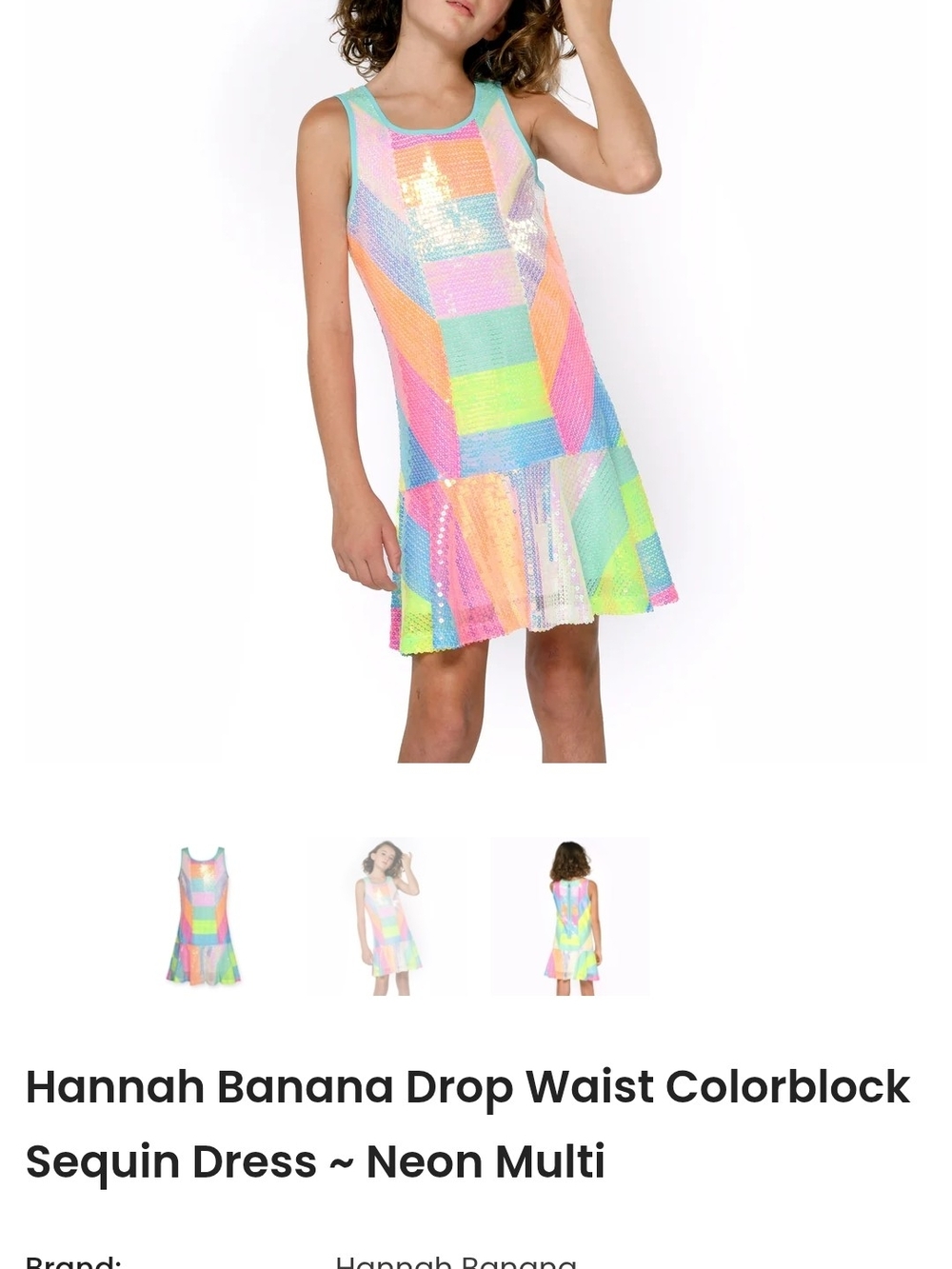 Hannah Banana Neon Multi Sequin Colorblock Dress